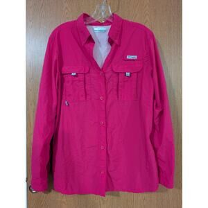 Columbia PFG Women's Pink Vented Outdoor Hiking Fishing Long Sleeve Shirt - M